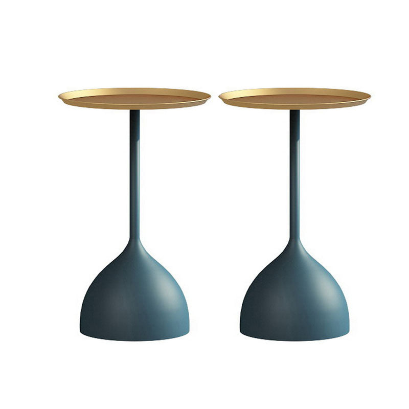 21" Tall Mid-Century Metal Round Tray Top Side Table Pedestal End Table