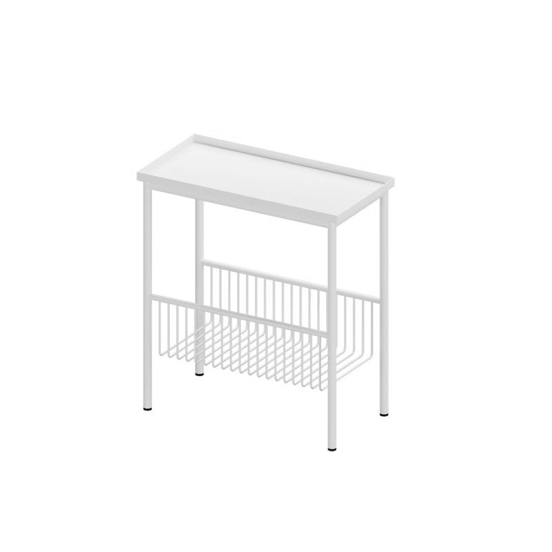 Mid-Century Metal Rectangle Tray Top Side Table 4 Legs End Table with Storage