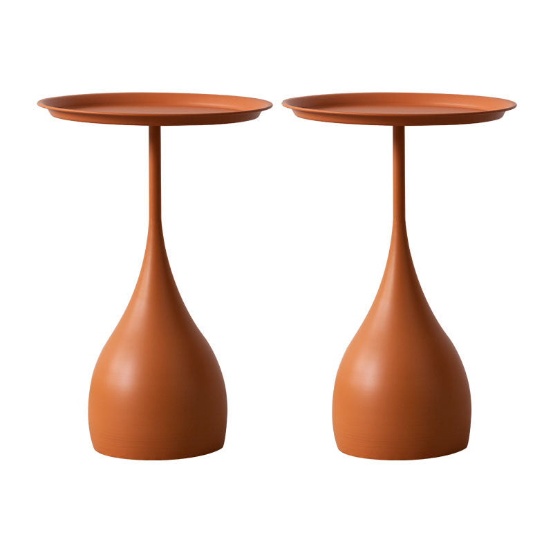 Round Metal Table with Pedestal Base Medieval Modern Style Side Table