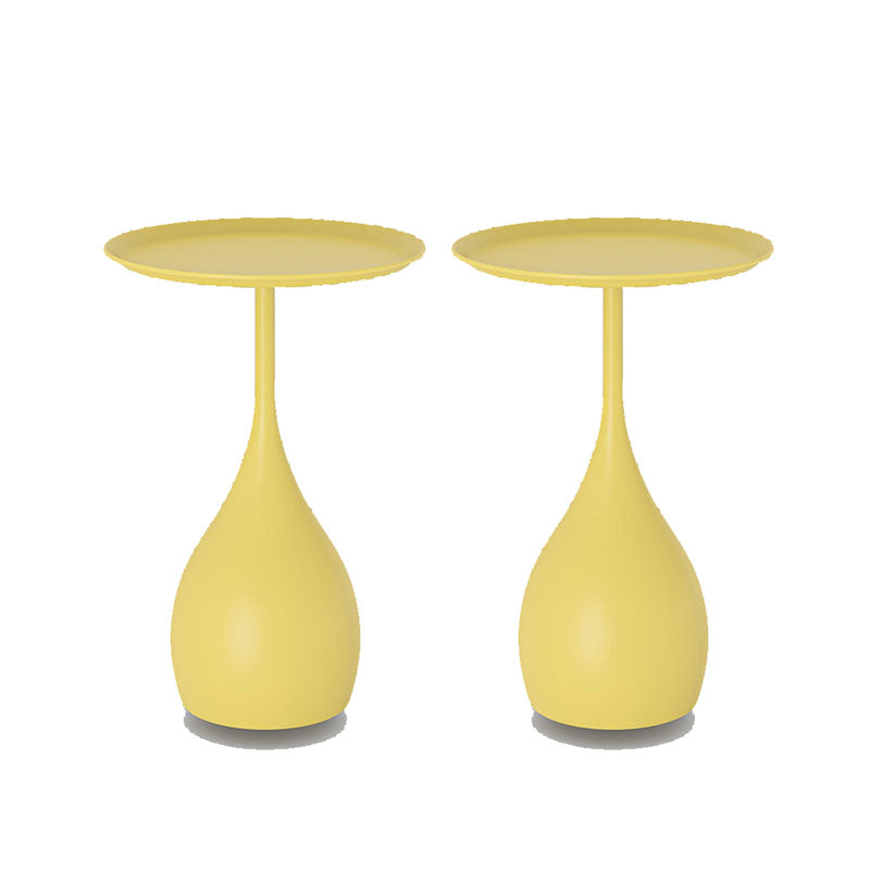 Round Metal Table with Pedestal Base Medieval Modern Style Side Table