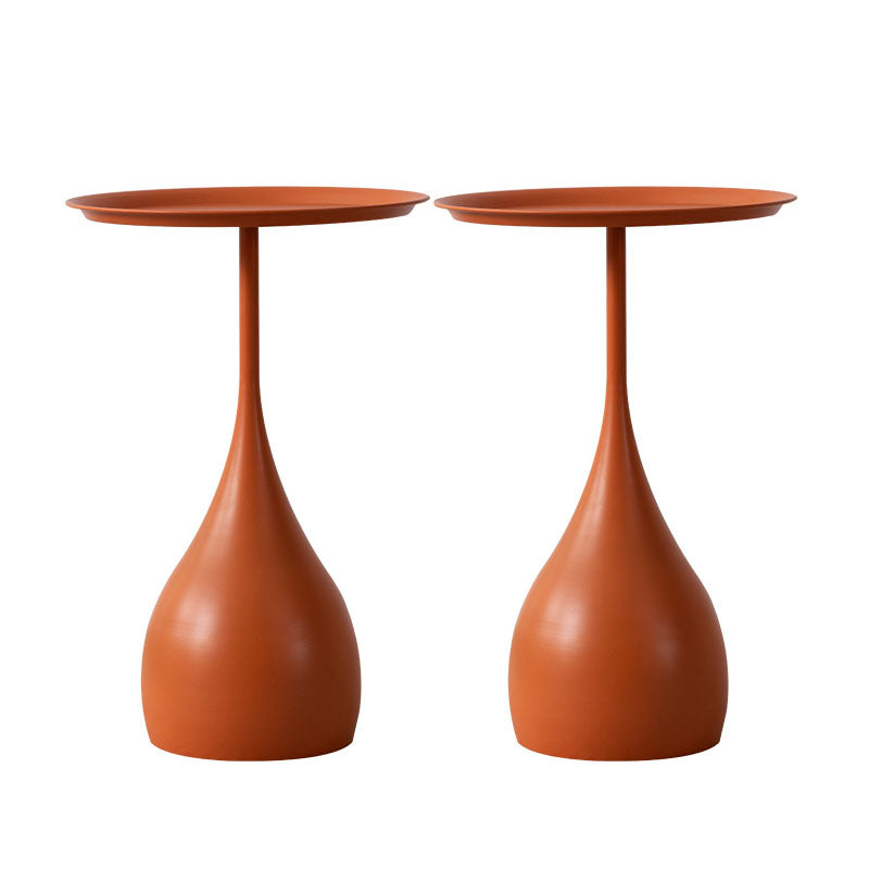 Round Metal Table with Pedestal Base Medieval Modern Style Side Table