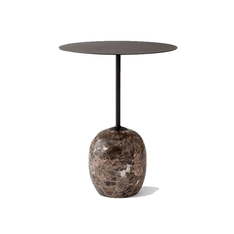 Mid-Century 17.7"/19.6" Metal Round Top Side Table Marble Pedestal End Table