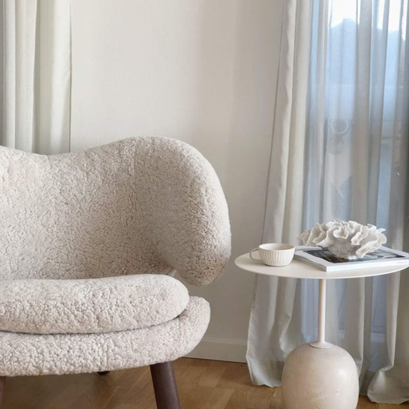 Mid-Century 17.7"/19.6" Metal Round Top Side Table Marble Pedestal End Table