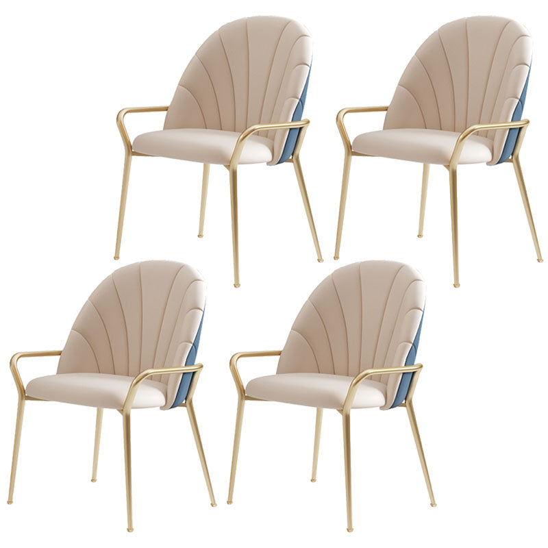 Glam Metal Dining Room Chair Arm Faux Leather Side Chair for Restaurant Use