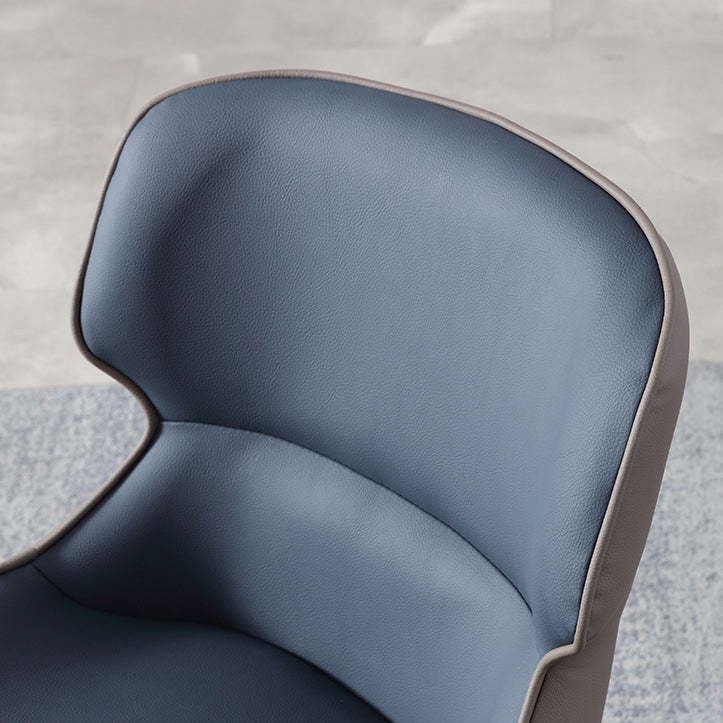 Contemporary Sloped Arm Chair Matte Finish Leather Curved Parsons Chair for Restaurant