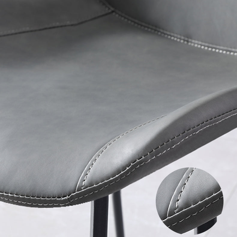 Contemporary Home Leather Side Chair Matte Finish Solid Back Dining Chair