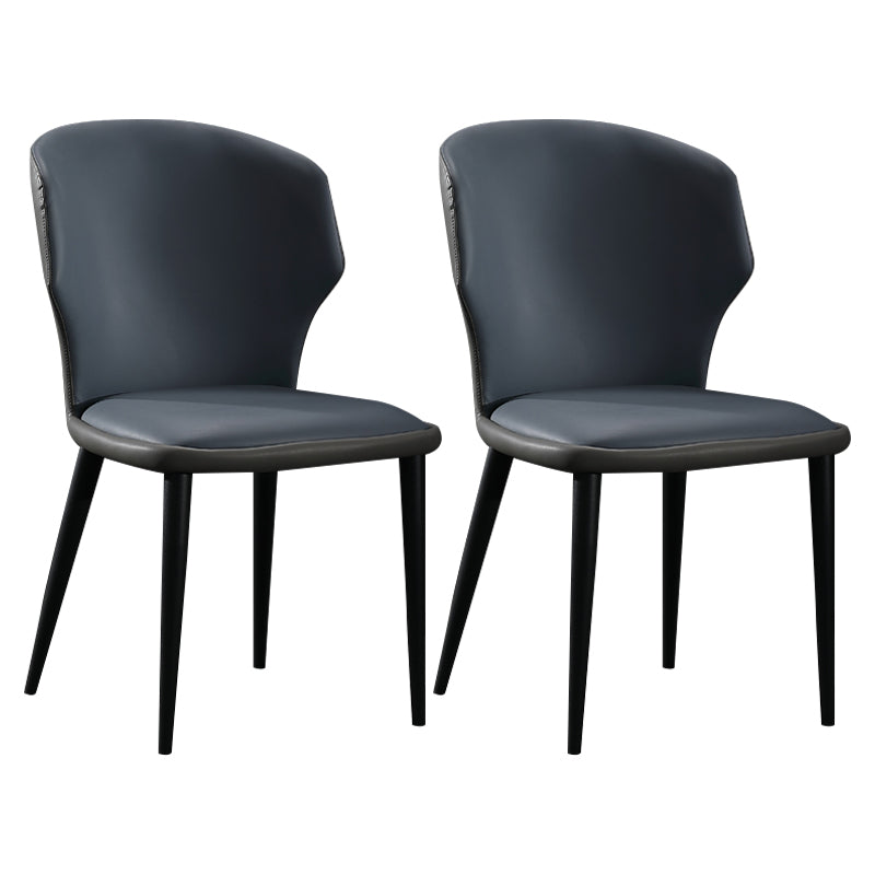 Modern Restaurant Leather Side Chair Matte Finish Wingback Dining Chair