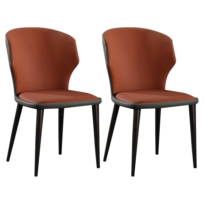 Modern Restaurant Leather Side Chair Matte Finish Wingback Dining Chair