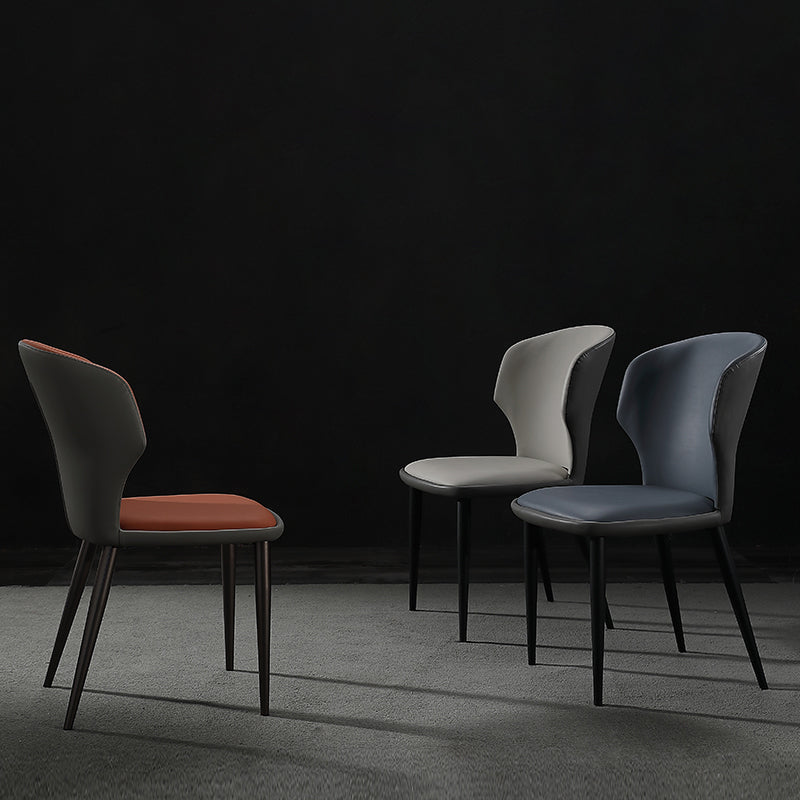Modern Restaurant Leather Side Chair Matte Finish Wingback Dining Chair