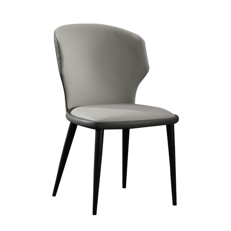 Modern Restaurant Leather Side Chair Matte Finish Wingback Dining Chair