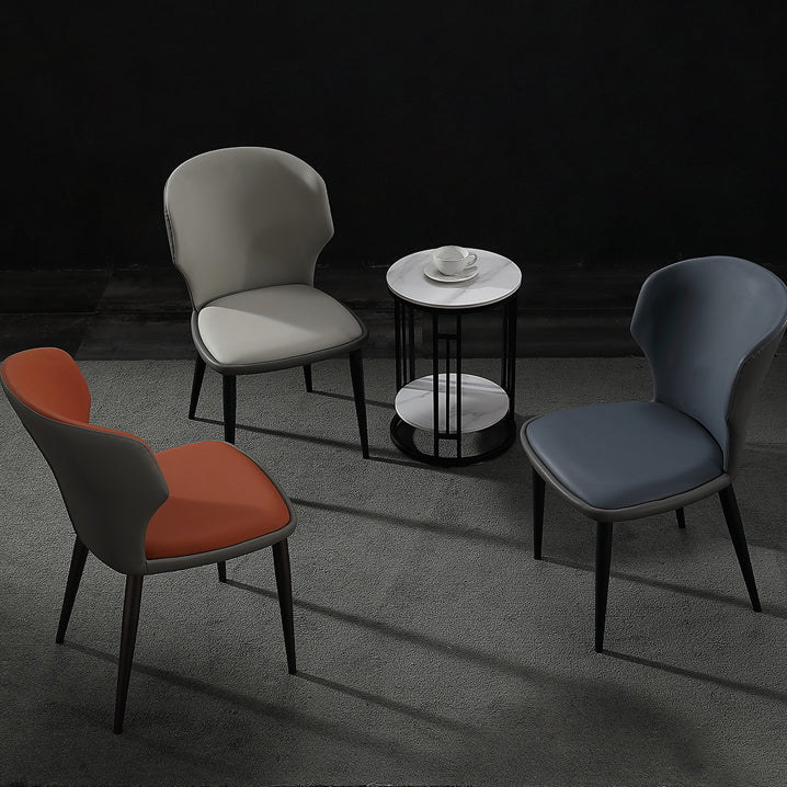 Modern Restaurant Leather Side Chair Matte Finish Wingback Dining Chair