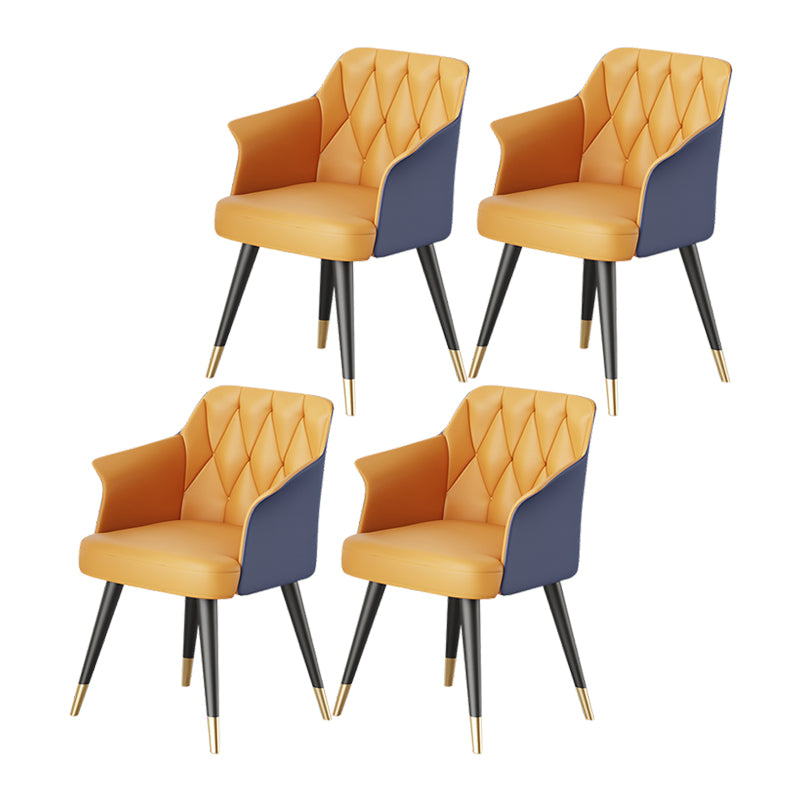 Metal Arm Chair Glam Faux Leather Dining Room Chairs for Restaurant Use