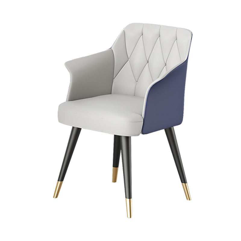 Metal Arm Chair Glam Faux Leather Dining Room Chairs for Restaurant Use