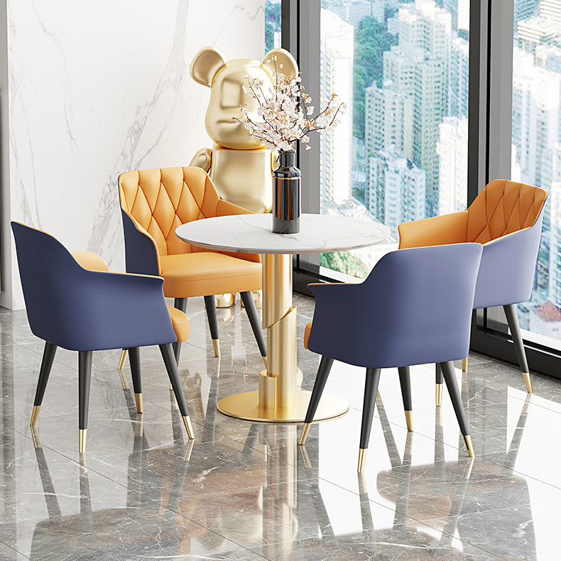 Metal Arm Chair Glam Faux Leather Dining Room Chairs for Restaurant Use