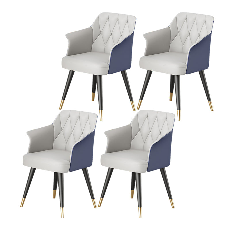 Metal Arm Chair Glam Faux Leather Dining Room Chairs for Restaurant Use