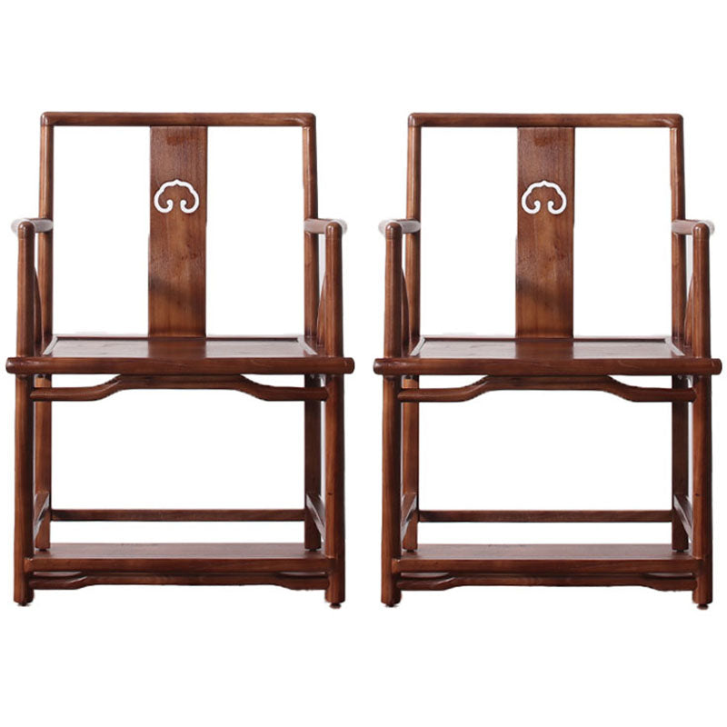 Traditional Style Dining Chairs Dining Arm Side Chair with Wooden Legs