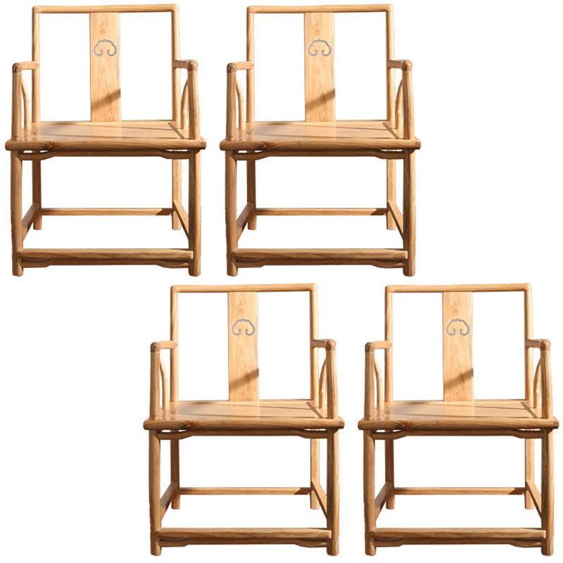 Traditional Style Dining Chairs Dining Arm Side Chair with Wooden Legs