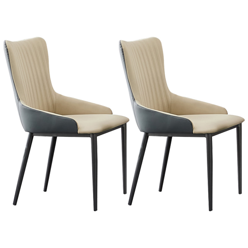 Modern Home Leather Arm Chair Matte Finish Solid Back Dining Chair