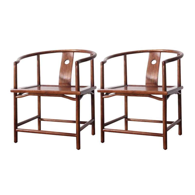 Traditional Style Dining Chair Dining Arm Side Chairs with Wooden Legs