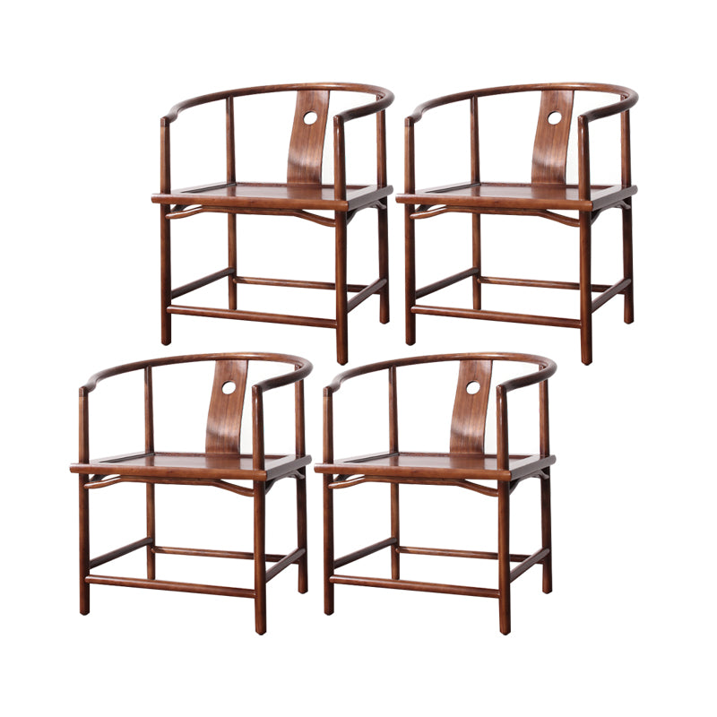 Traditional Style Dining Chair Dining Arm Side Chairs with Wooden Legs