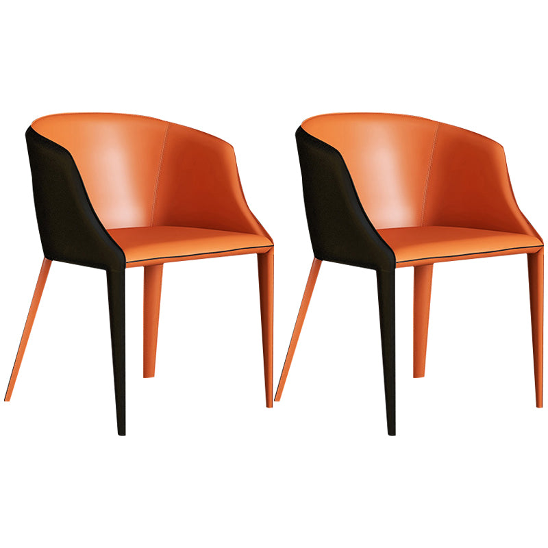 Designer Hotel Leather Arm Chair Matte Finish Solid Back Dining Chair