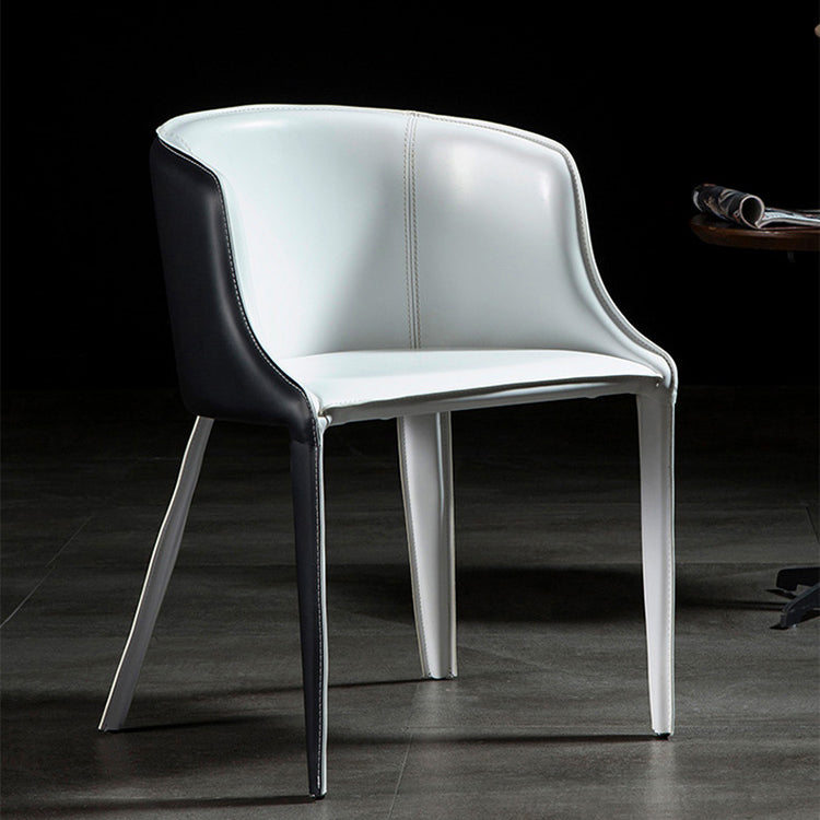 Designer Hotel Leather Arm Chair Matte Finish Solid Back Dining Chair