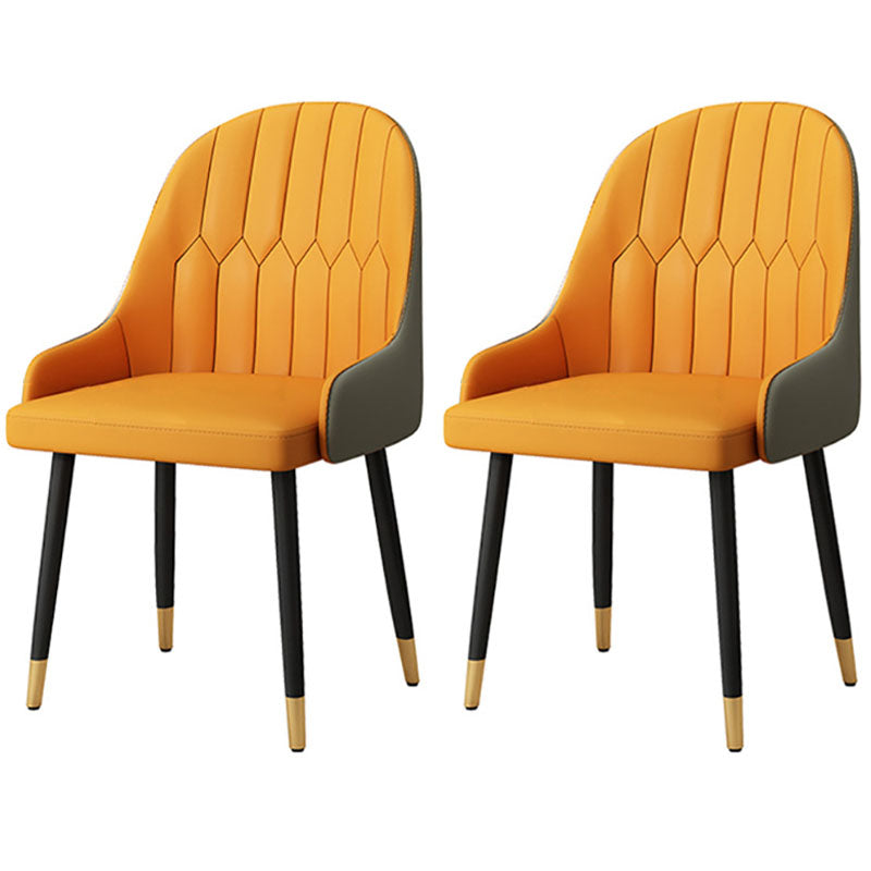 Scandinavian Solid Back Arm Chairs Leather Dining Side Chairs