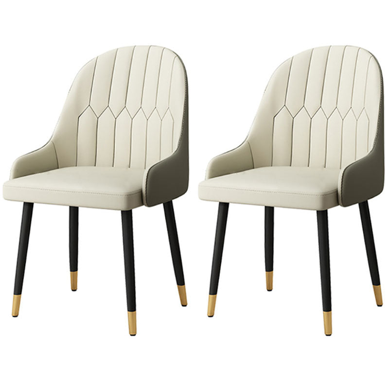 Scandinavian Solid Back Arm Chairs Leather Dining Side Chairs