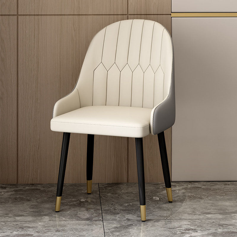 Scandinavian Solid Back Arm Chairs Leather Dining Side Chairs