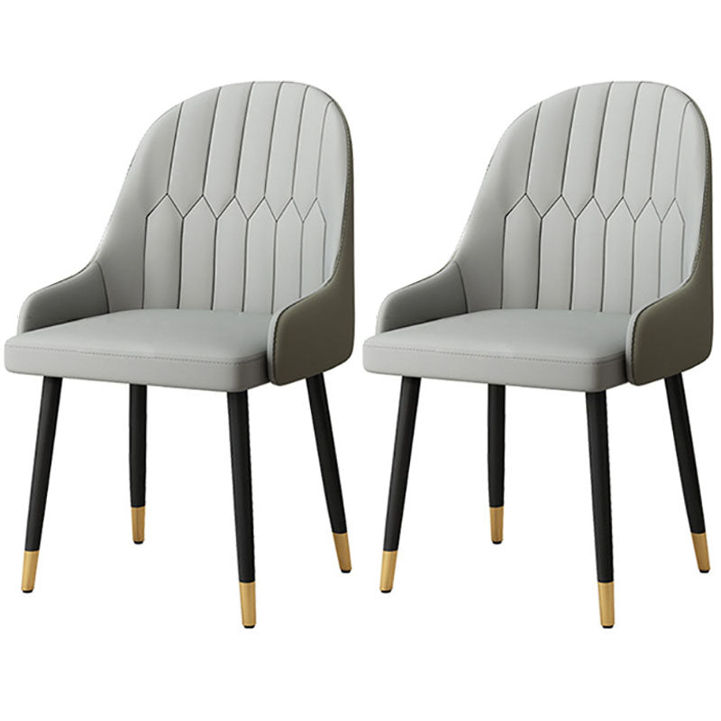 Scandinavian Solid Back Arm Chairs Leather Dining Side Chairs