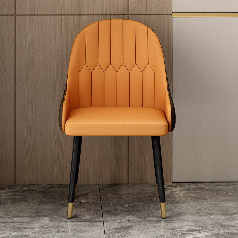 Scandinavian Solid Back Arm Chairs Leather Dining Side Chairs