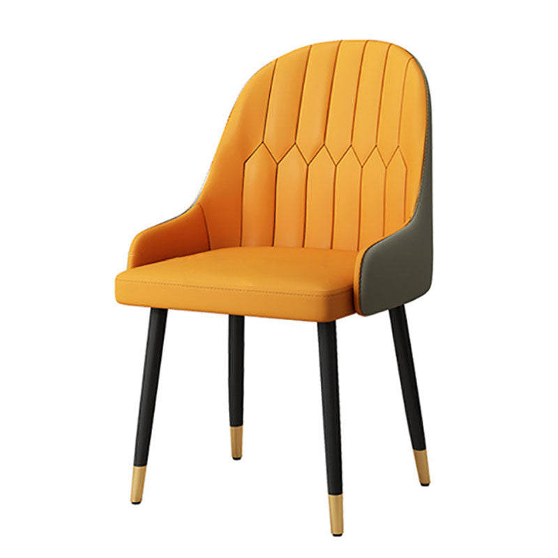 Scandinavian Solid Back Arm Chairs Leather Dining Side Chairs