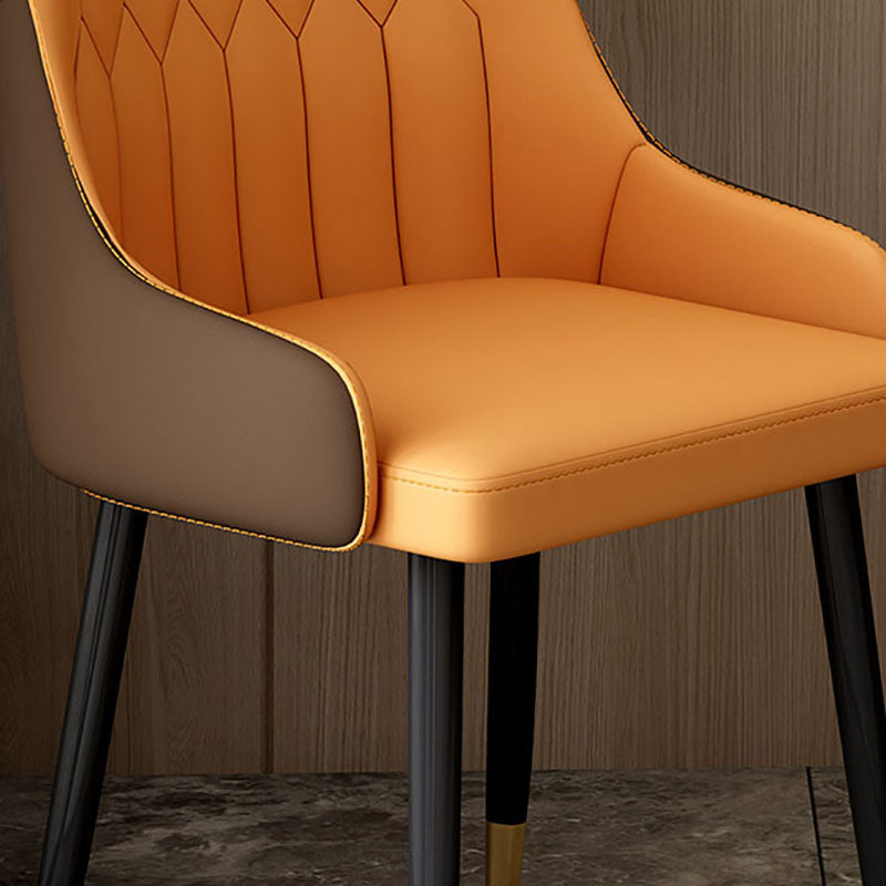 Scandinavian Solid Back Arm Chairs Leather Dining Side Chairs