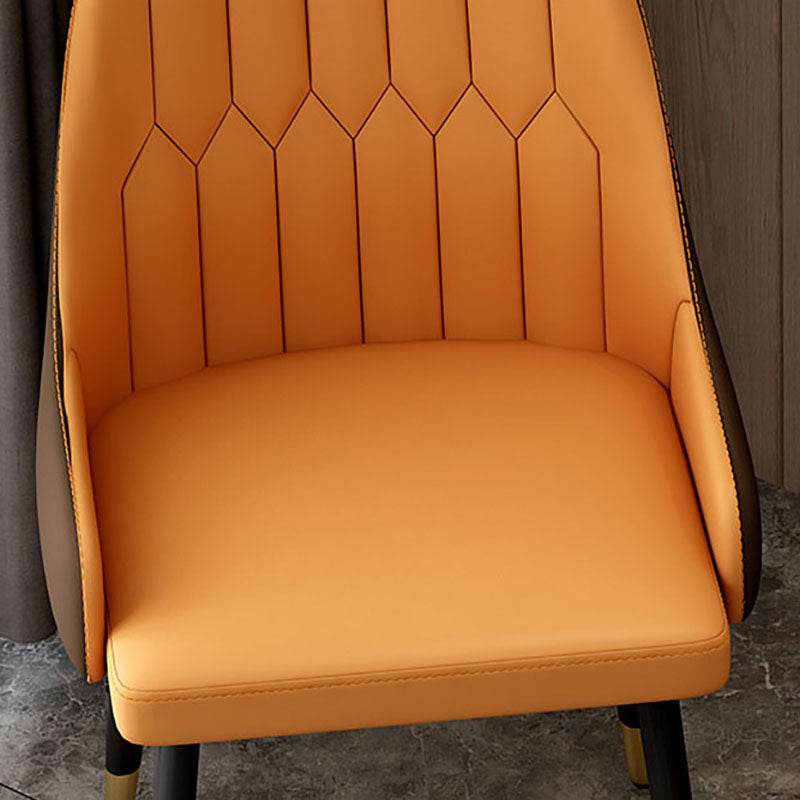 Scandinavian Solid Back Arm Chairs Leather Dining Side Chairs