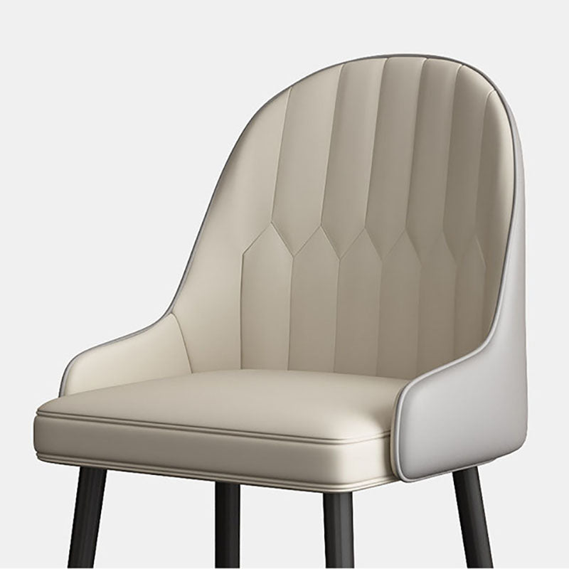 Scandinavian Solid Back Arm Chairs Leather Dining Side Chairs