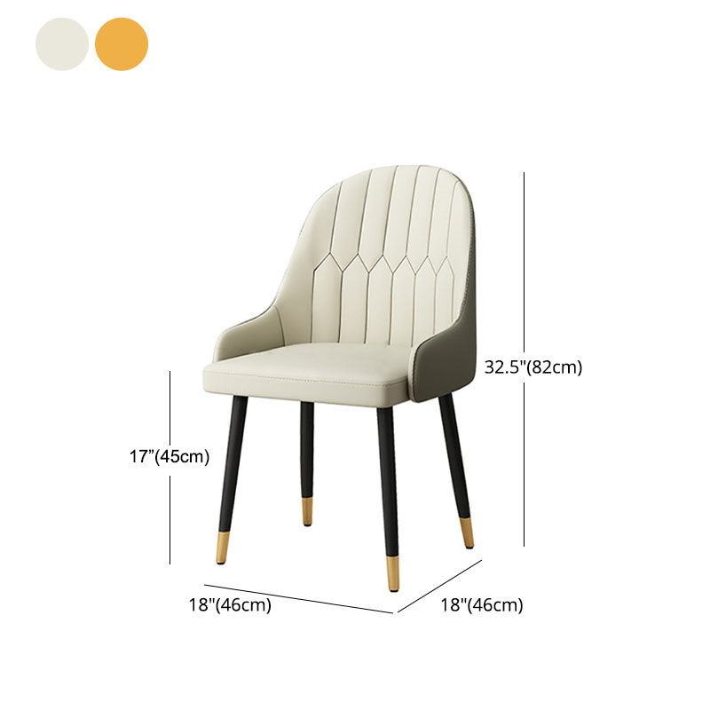 Scandinavian Solid Back Arm Chairs Leather Dining Side Chairs