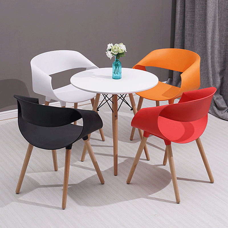 Contemporary Style Dining Chair Dining Arm Side Chair with Wooden Legs