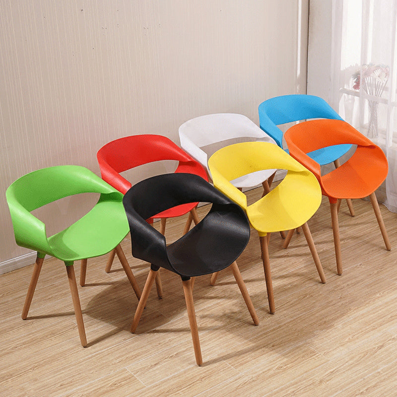 Contemporary Style Dining Chair Dining Arm Side Chair with Wooden Legs