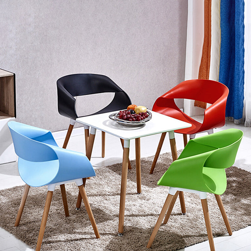 Contemporary Style Dining Chair Dining Arm Side Chair with Wooden Legs