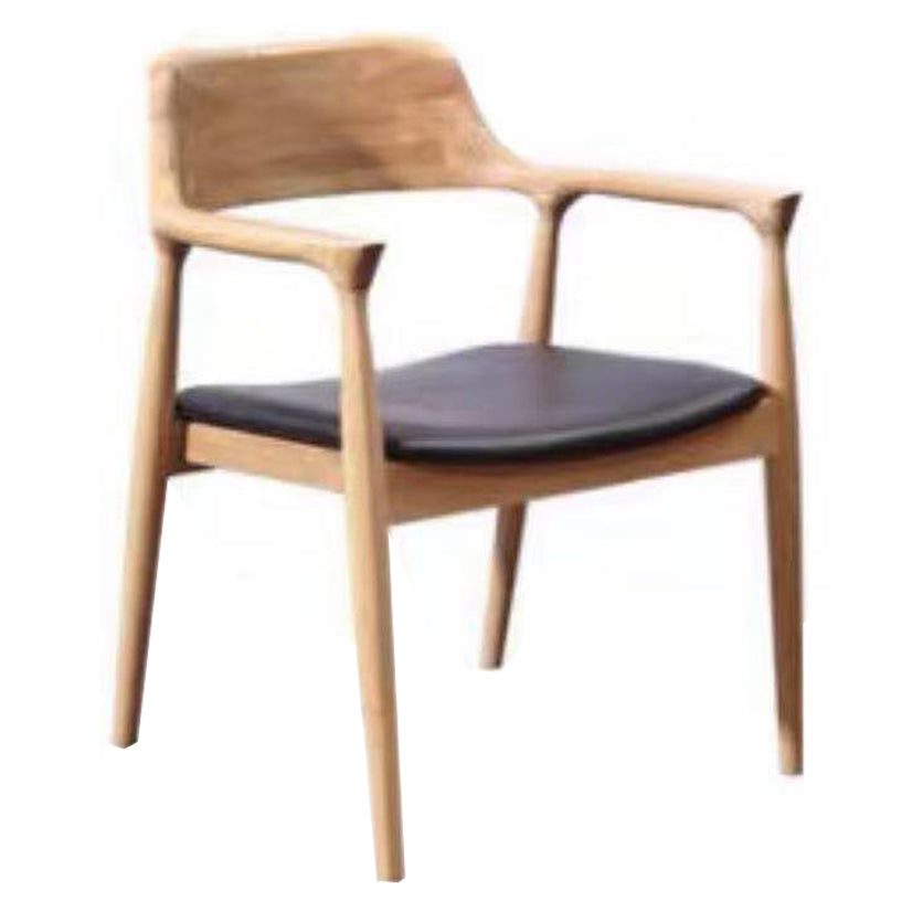 Contemporary Dining Side Chair Matte Finish Solid Wood Open Back Arm Chair