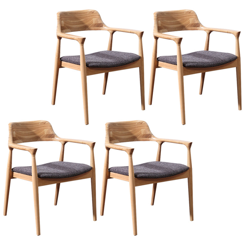 Contemporary Dining Side Chair Matte Finish Solid Wood Open Back Arm Chair