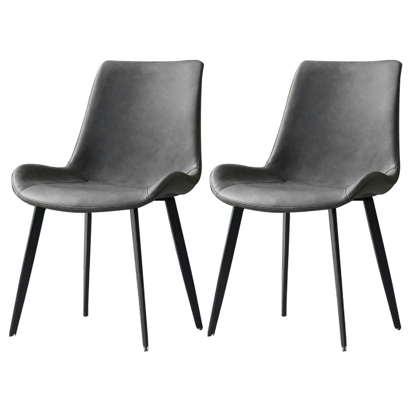 Contemporary Armless Dining Chairs Matte Finish Leather Curved Parsons Side Chair