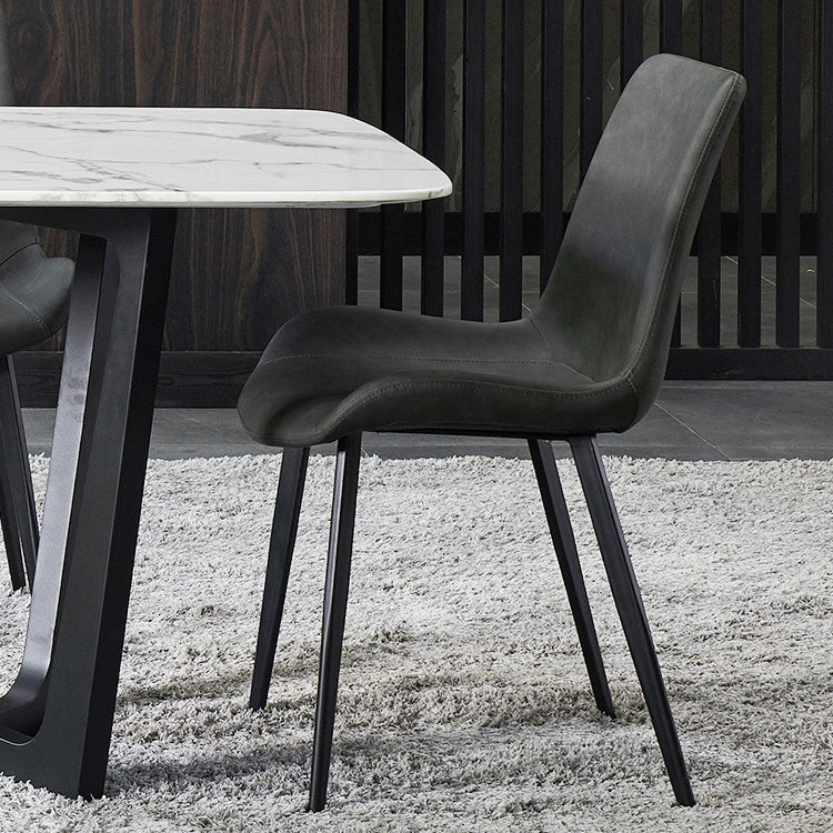 Contemporary Armless Dining Chairs Matte Finish Leather Curved Parsons Side Chair