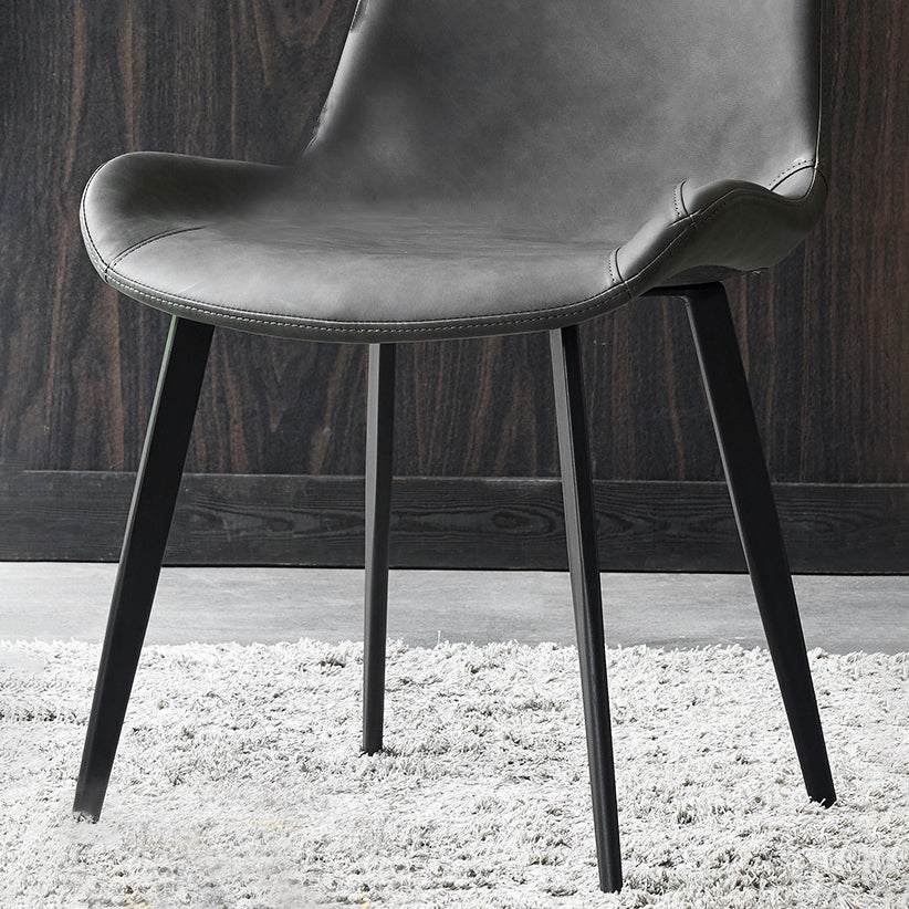 Contemporary Armless Dining Chairs Matte Finish Leather Curved Parsons Side Chair