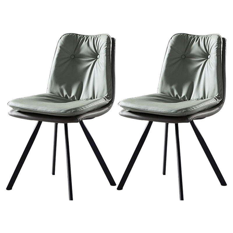 Contemporary Armless Dining Chairs Leather Curved Parsons Side Chair for Brasserie