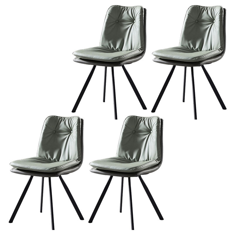 Contemporary Armless Dining Chairs Leather Curved Parsons Side Chair for Brasserie