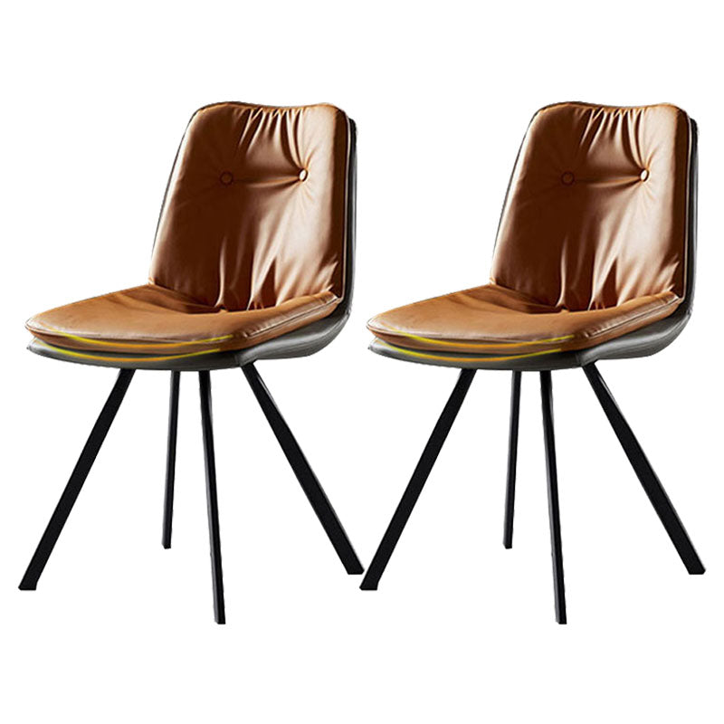 Contemporary Armless Dining Chairs Leather Curved Parsons Side Chair for Brasserie