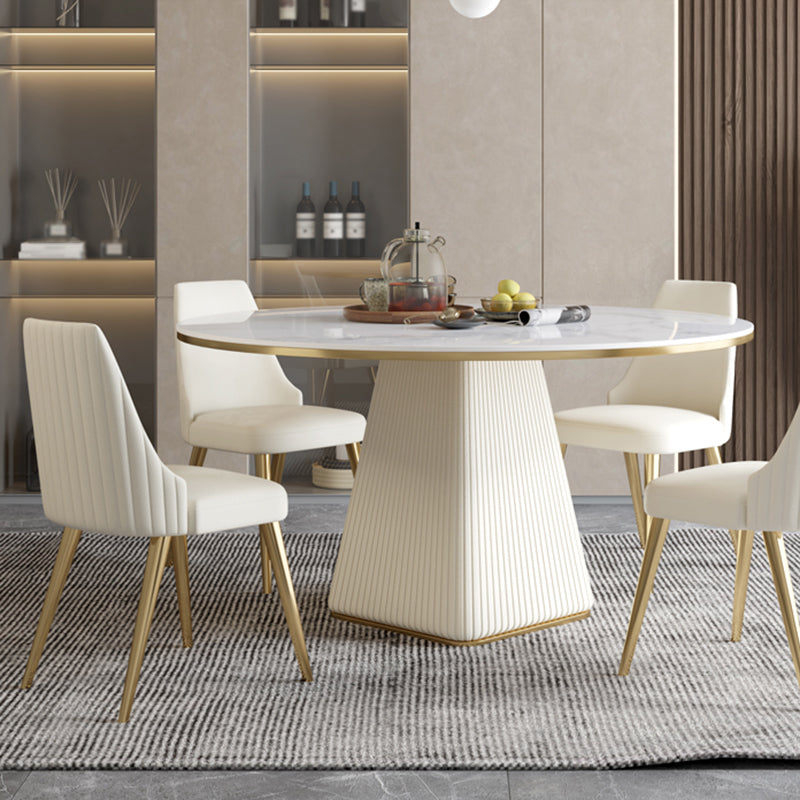 Stone Dining Room Collection Luxury Style Round Pedestal Dining Table for Home