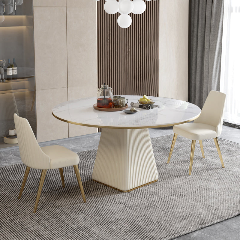 Stone Dining Room Collection Luxury Style Round Pedestal Dining Table for Home