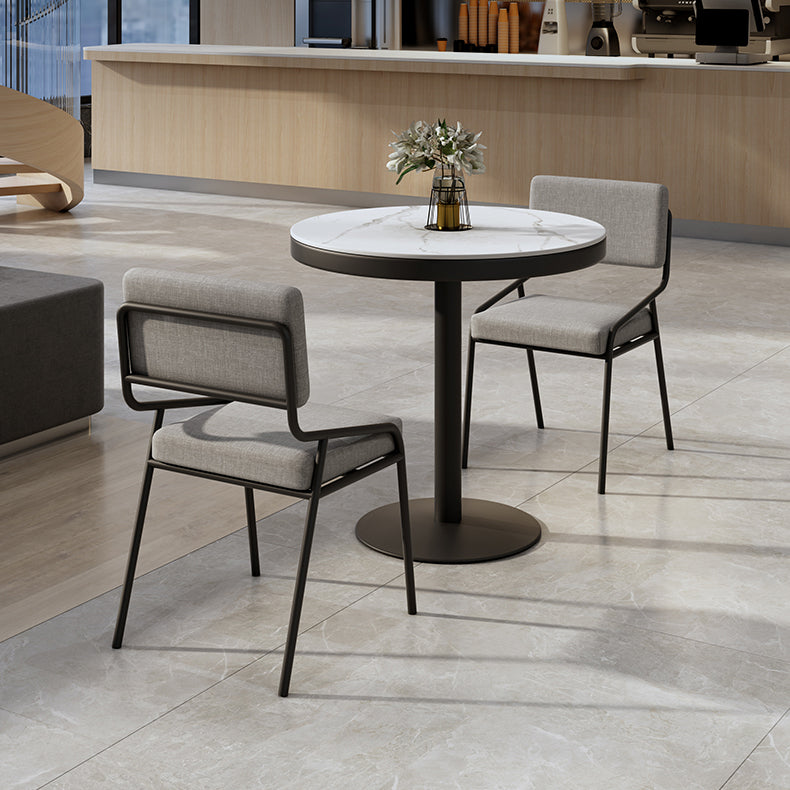 Metal Modern Round Dining Table Sintered Stone Top Table for Dining Room and Kitchen